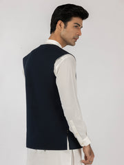 Navy Blue Blended Waistcoat - AL-WC-582