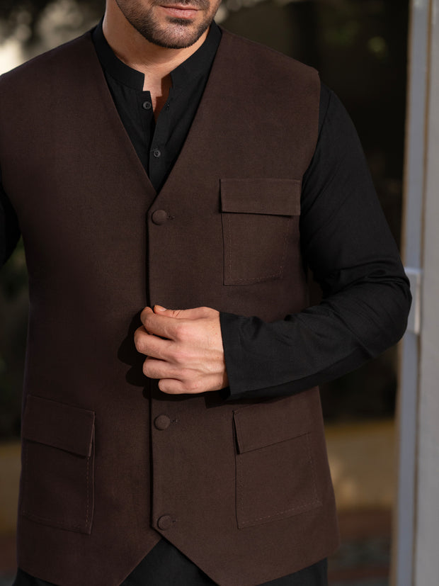 Dark Brown Blended Waistcoat - AL-WC-583