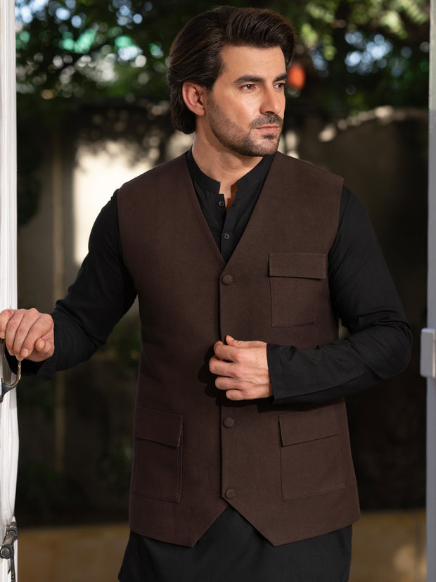 Dark Brown Blended Waistcoat - AL-WC-583