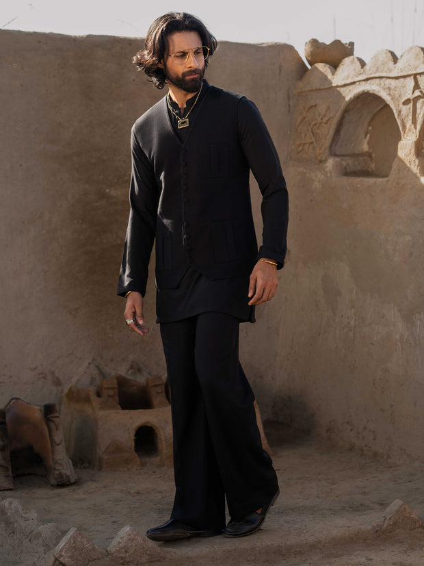 Black Blended Waistcoat - AL-WC-584