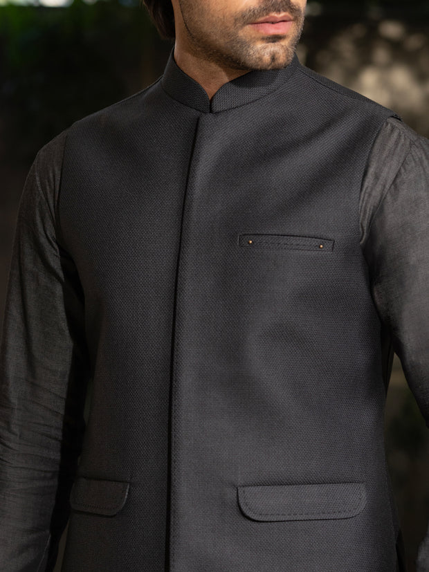 Dark Grey Taflon Rayon Waistcoat - AL-WC-587C
