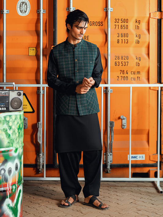 Dark Green Waistcoat - AL-WC-598B