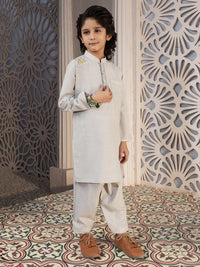 Ash Grey Blended Kameez Shalwar - ALBY-KS-004