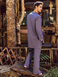 Purple Linen Short Kurta Trouser - ALCR-KT-003