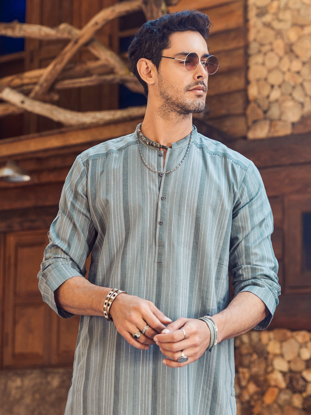 Grey Linen Short Kurta - ALCR-K-044