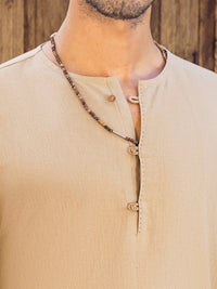 Sand Brown Linen Short Kurta Trouser - ALCR-KT-002