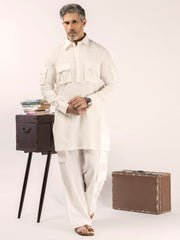 White Blended Kurta Trouser - ALCR-KT-008