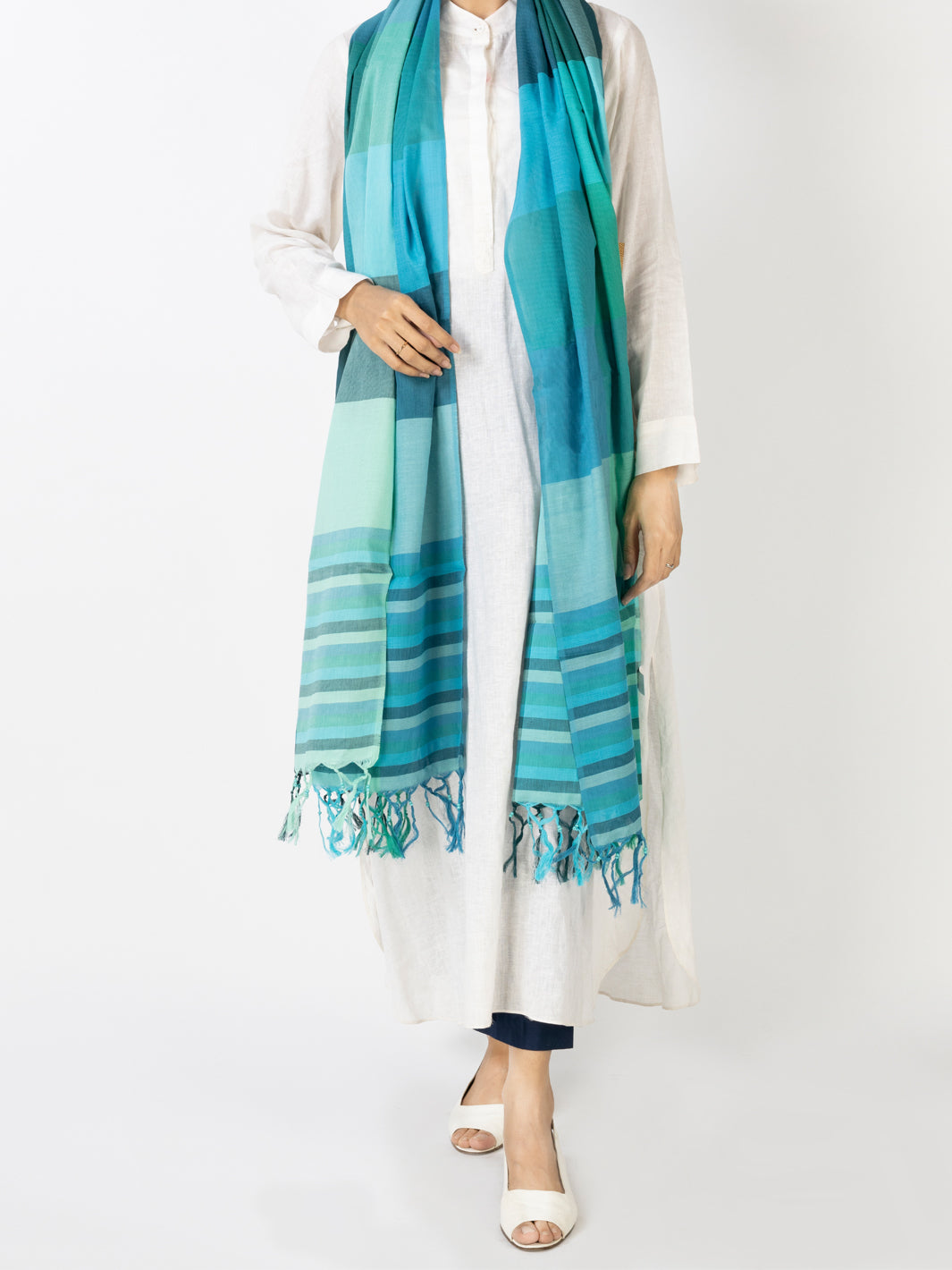 Teal Silk Women Stole - ALCR-ST-1055