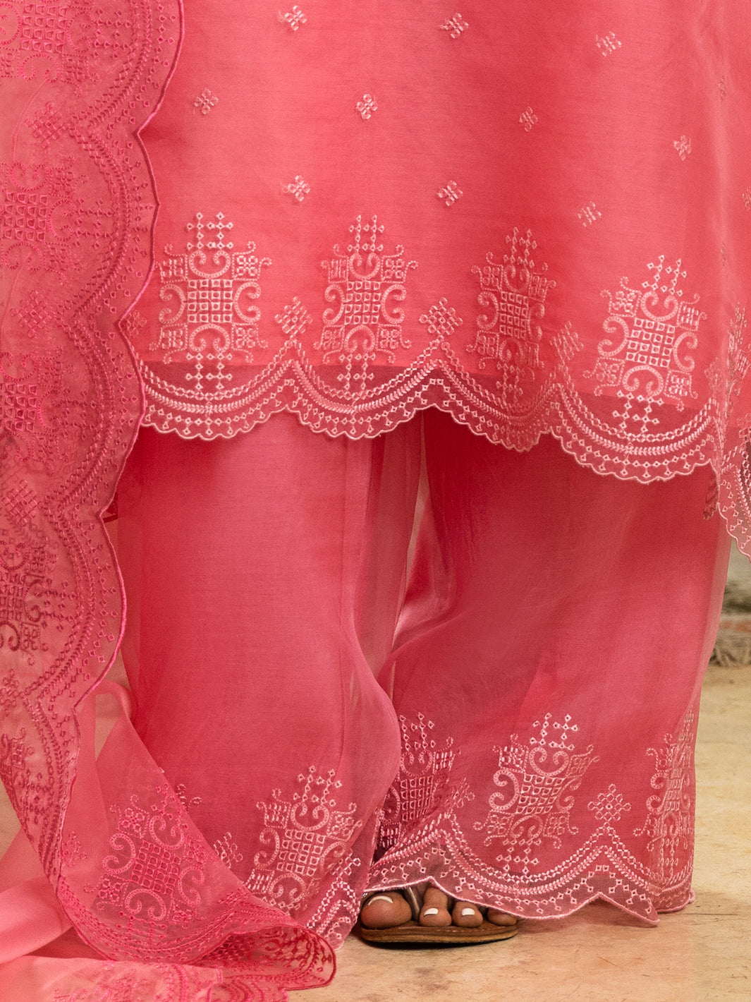 Pink Organza Women Trouser - ALCR-T-1024 - Almirah Online