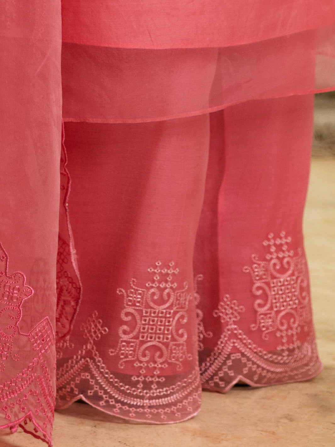 Pink Organza Women Trouser - ALCR-T-1024 - Almirah Online