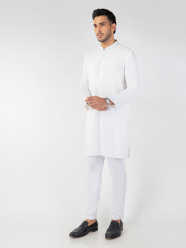 White Blended Kurta - ALET-K-2001