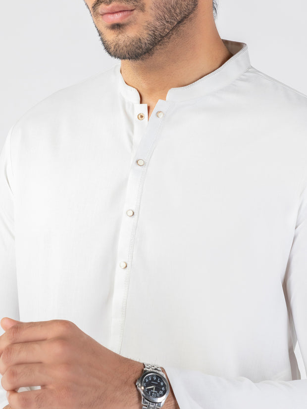 White Blended Kurta - ALET-K-2001