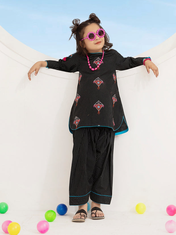 Black Cambric 2 Piece Stitched - ALGR-2PS-LKS-1009