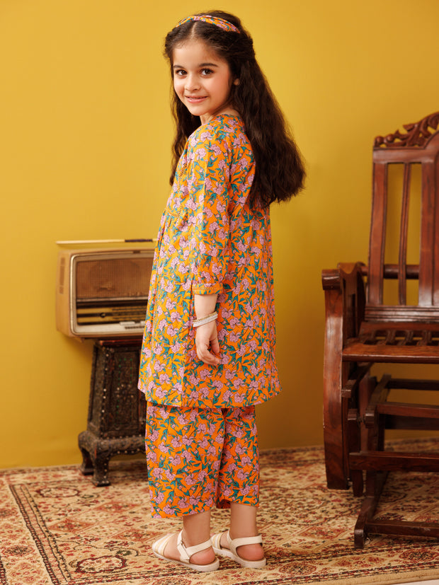 Orange Lawn 2 Piece Stitched - ALGR-2PS-LKS-1025