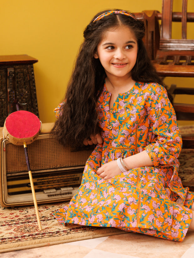 Orange Lawn 2 Piece Stitched - ALGR-2PS-LKS-1025