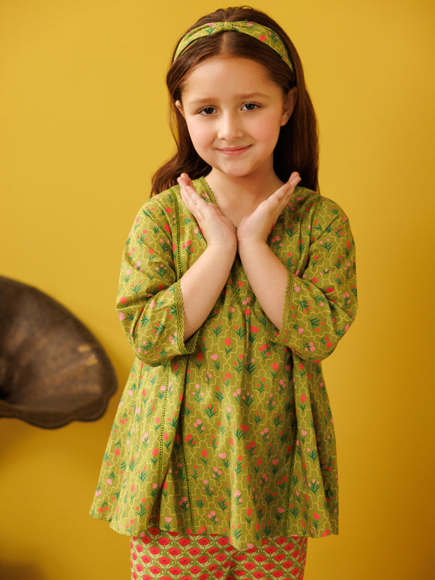 Mehndi Green Lawn 2 Piece Stitched - ALGR-2PS-LKS-1027