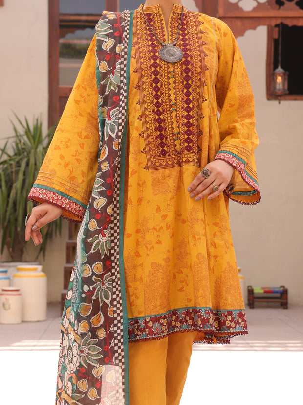 Mustard Lawn 3 Piece Stitched - ALP-3PS-1610