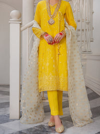 Yellow Organza 3 Piece Unstitched - ALP-3PS-1627