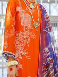 Orange Silk Foam 3 Piece Unstitched - ALP-3PS-1623