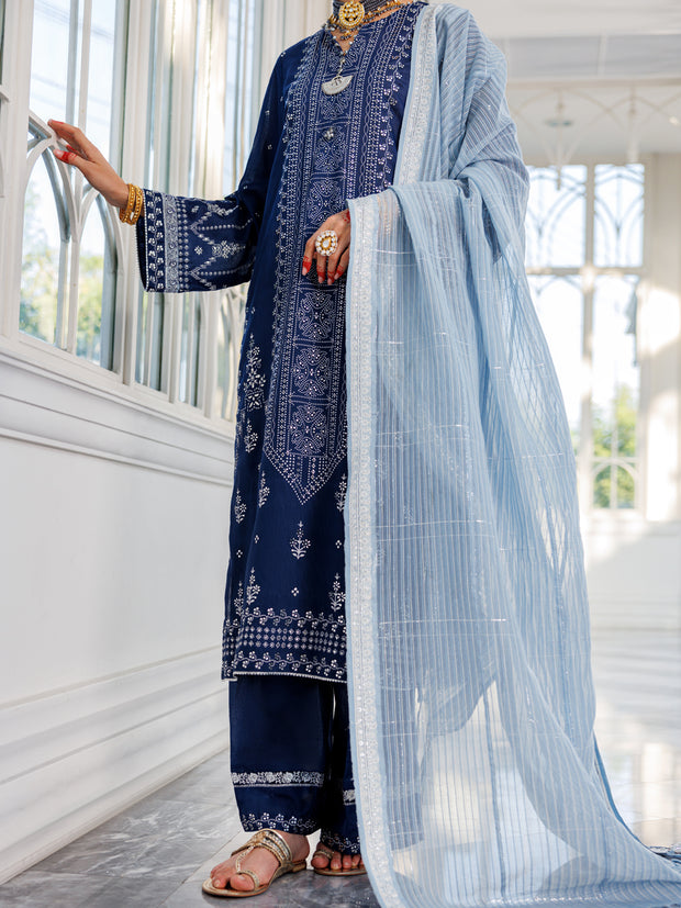 Blue Poly Cotton 3 Piece Stitched - ALP-3PS-1621 - Almirah Online