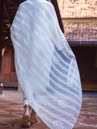 Off White Organza Women Stole - ALP-ST-1839