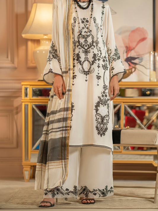 Black & White 3Pc Blended Stitched - ALP-3PS-1661