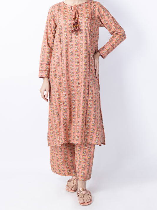 Peach Lawn 2 Piece Stitched - ALP-2PS-LKS-1740 - Almirah Online