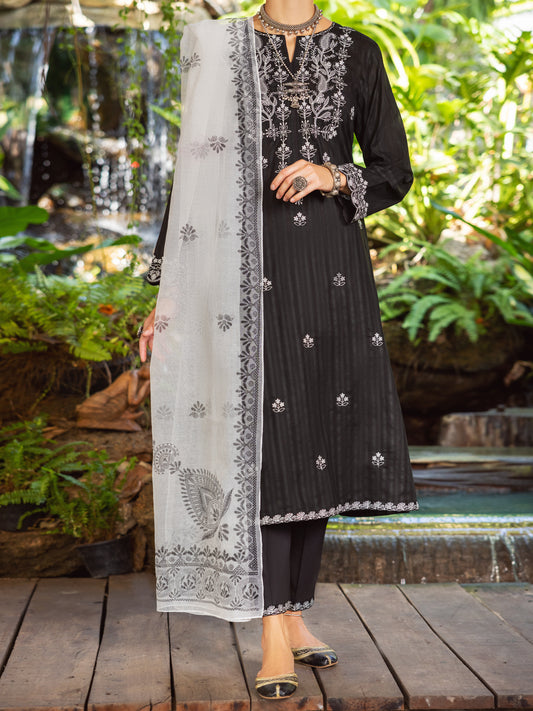 Black Jacquard 3 Piece Stitched - ALP-3PS-1764 - Almirah Online
