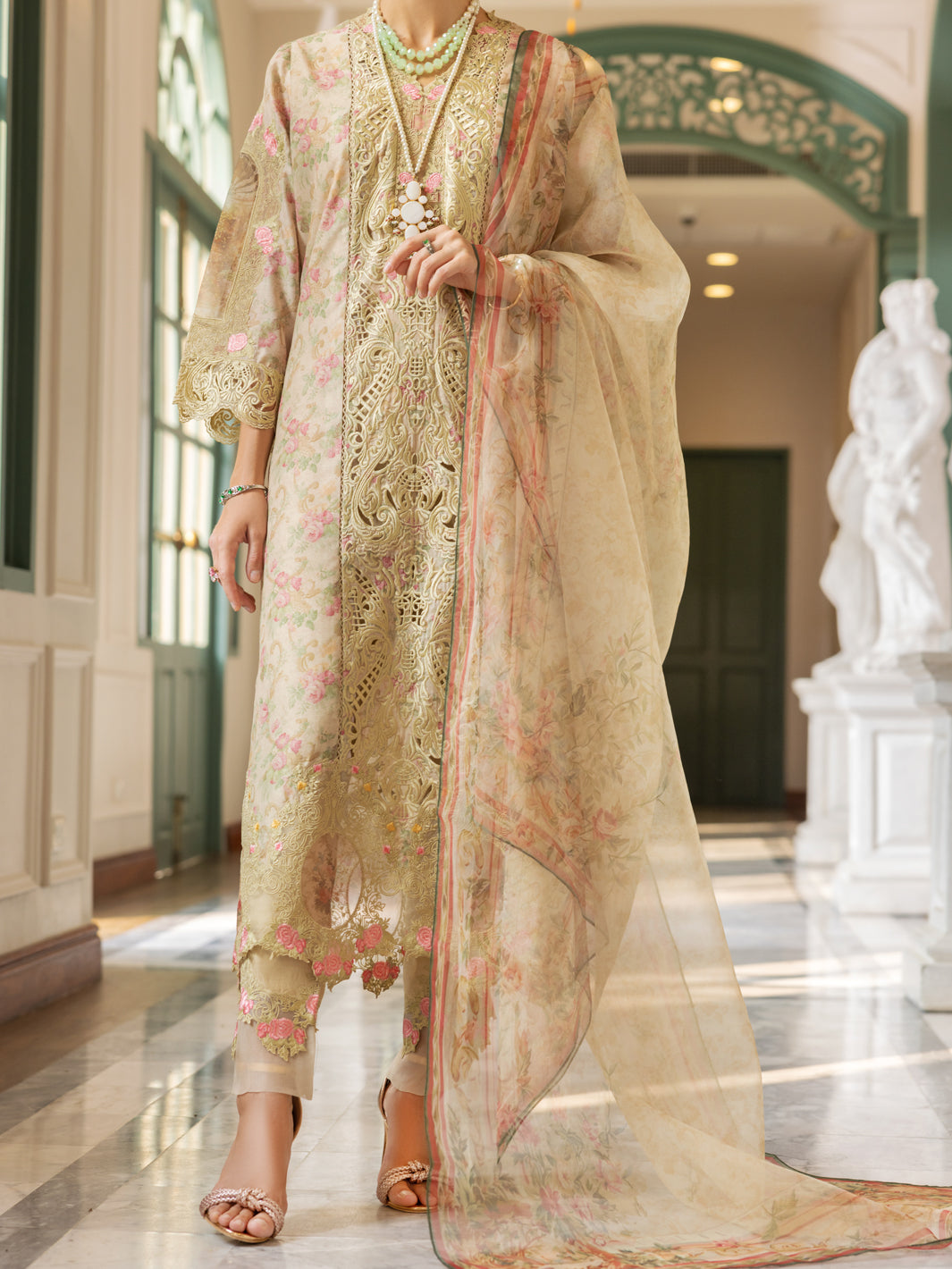 Olive Green Poly-Lawn 3 Piece Stitched - ALP-3PS-1782 - Almirah Online