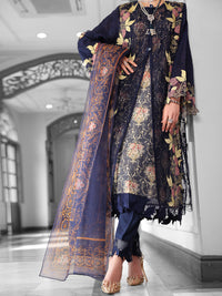 Dark Blue Poly-Organza 3 Piece Unstitched - ALP-3PS-1787