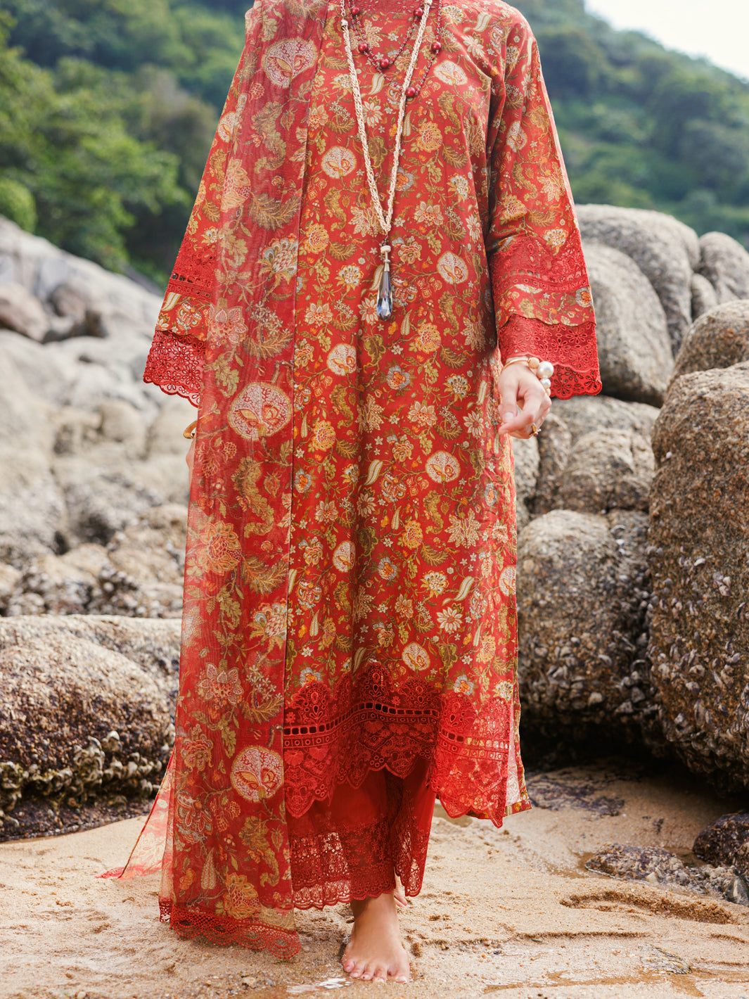 Maroon Lawn 3 Piece Unstitched - ALP-3PS-1807 - Almirah Online