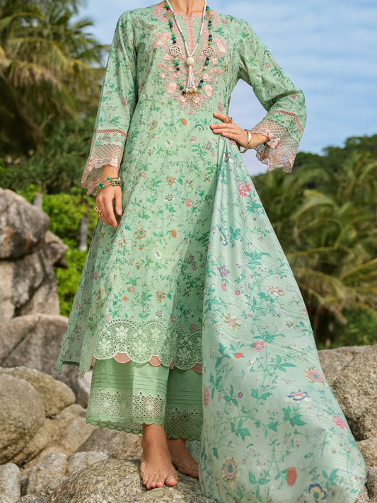 Green Lawn 3 Piece Stitched - ALP-3PS-1811 - Almirah Online