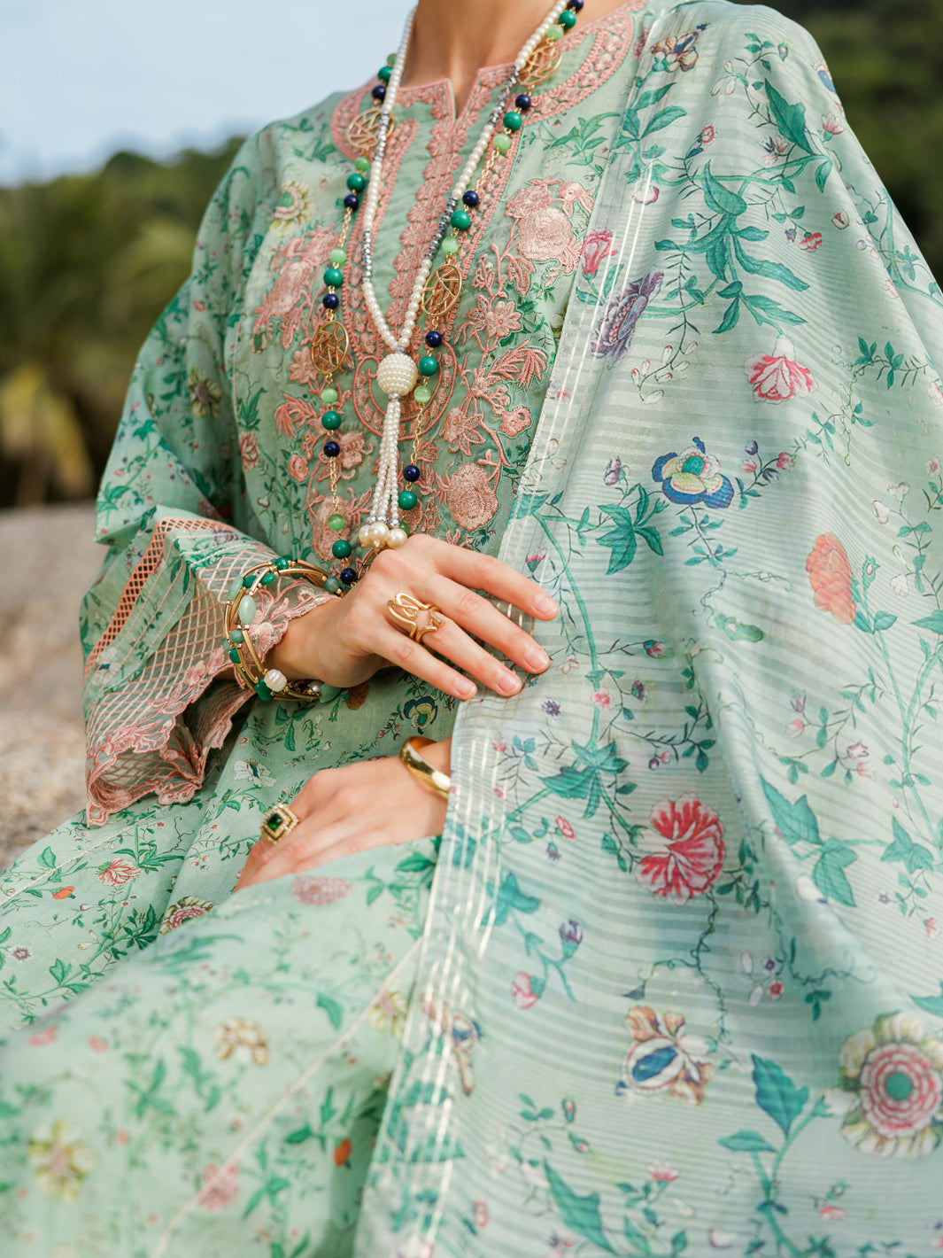 Green Lawn 3 Piece Unstitched - ALP-3PS-1811 - Almirah Online