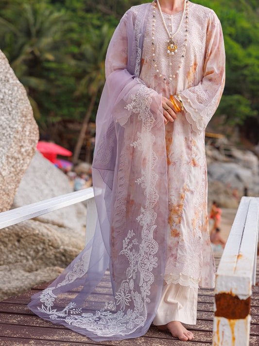 Tea Pink Swiss Foil 3 Piece Unstitched - ALP-3PS-1817 - Almirah Online