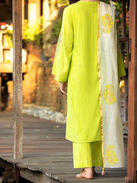 Lime Green Dobby 2Pc Stitched - ALP-2PS-LKS-1829