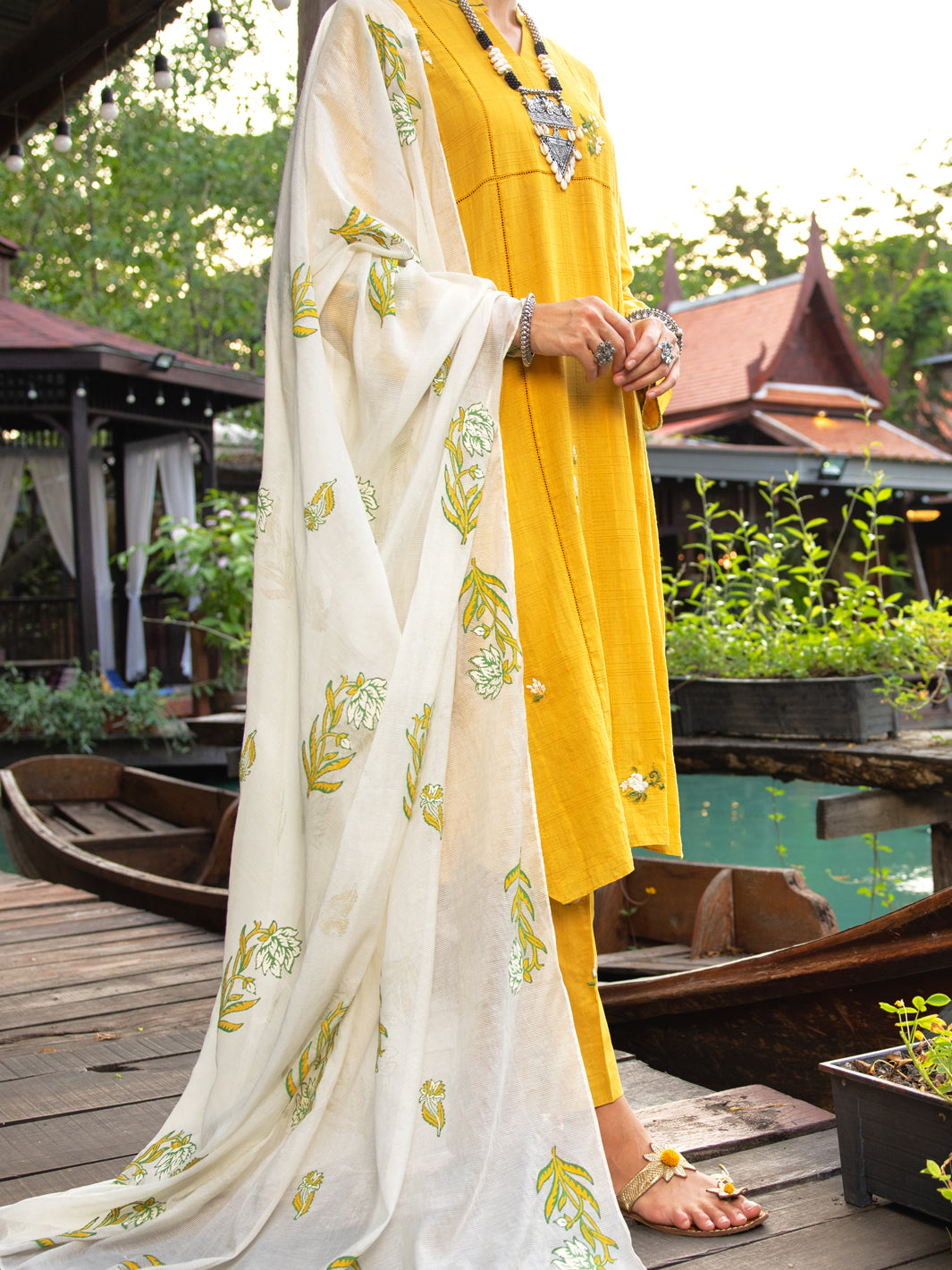 Mustard Dobby 3 Piece Stitched - ALP-3PS-1833 - Almirah Online