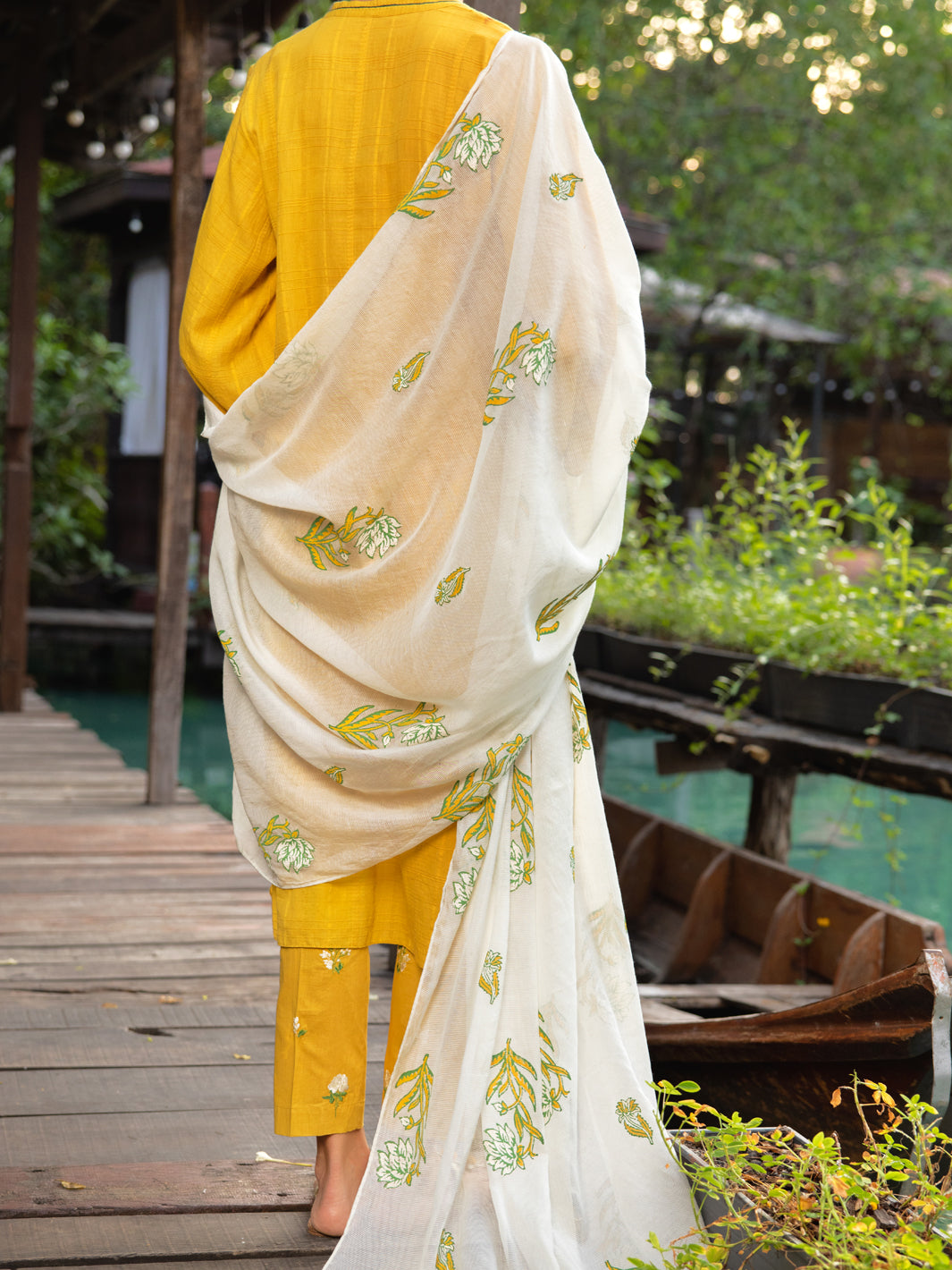 Mustard Dobby 3 Piece Stitched - ALP-3PS-1833 - Almirah Online