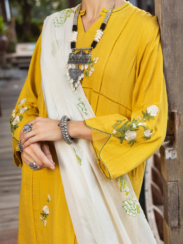 Mustard Dobby 2 Piece Stitched - ALP-2PS-LKS-1833 - Almirah Online