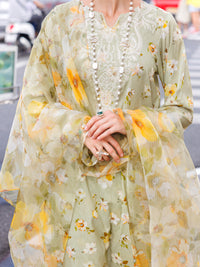 Pistachio Green Lawn 3Pc Stitched - ALP-3PS-1845