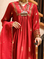 Maroon Salsa Silk 3 Piece Stitched - ALP-3PS-1849 - Almirah Online