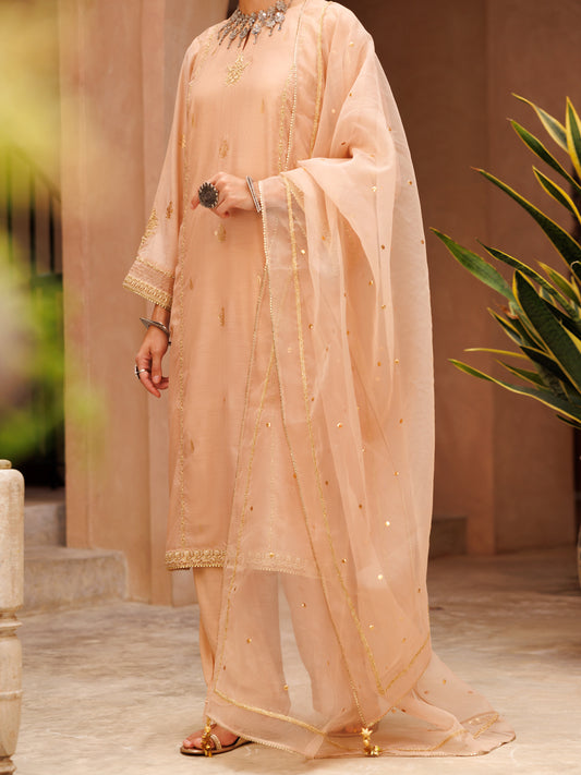 Tea Pink Salsa Silk 3 Piece Stitched - ALP-3PS-1851 - Almirah Online