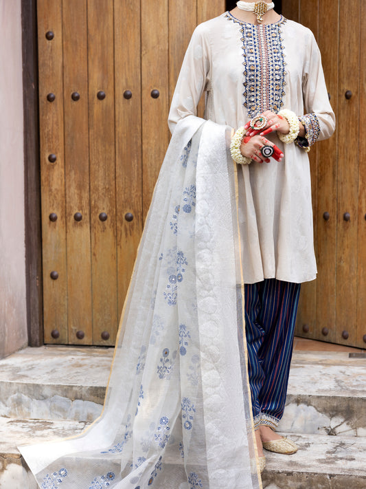 Beige Salsa Silk 3 Piece Stitched - ALP-3PS-1855 - Almirah Online
