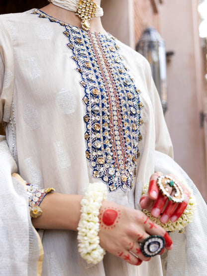 Beige Salsa Silk 3 Piece Stitched - ALP-3PS-1855 - Almirah Online
