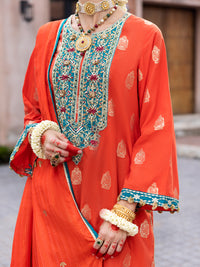 Orange Cotton Jacquard 3 Piece Stitched - ALP-3PS-1856