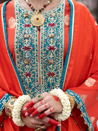 Orange Cotton Jacquard 3 Piece Stitched - ALP-3PS-1856