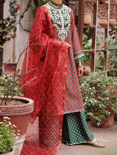 Maroon Cambric 3 Piece Unstitched - ALP-3PS-1877 - Almirah Online