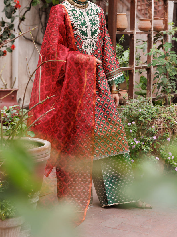 Maroon Cambric 3 Piece Unstitched - ALP-3PS-1877 - Almirah Online