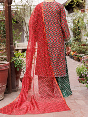 Maroon Cambric 3 Piece Stitched - ALP-3PS-1877 - Almirah Online