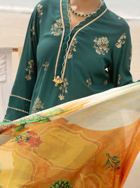 Green Maple Silk 3 Piece Stitched - ALP-3PS-2043
