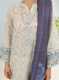Off White Lawn 3Pc Stitched - ALP-3PS-1884